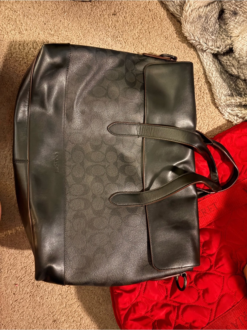 Coach Men's Black Signature Canvas Laptop Tote